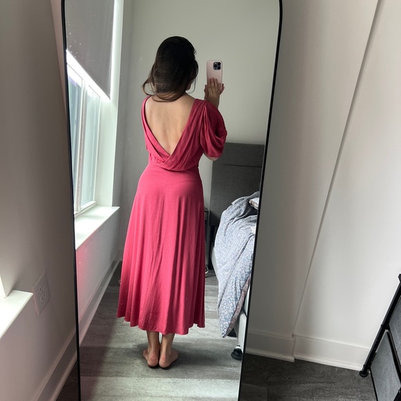 Ted Baker Pink Midi Dress with Flutter Sleeves - Picture 4 of 5